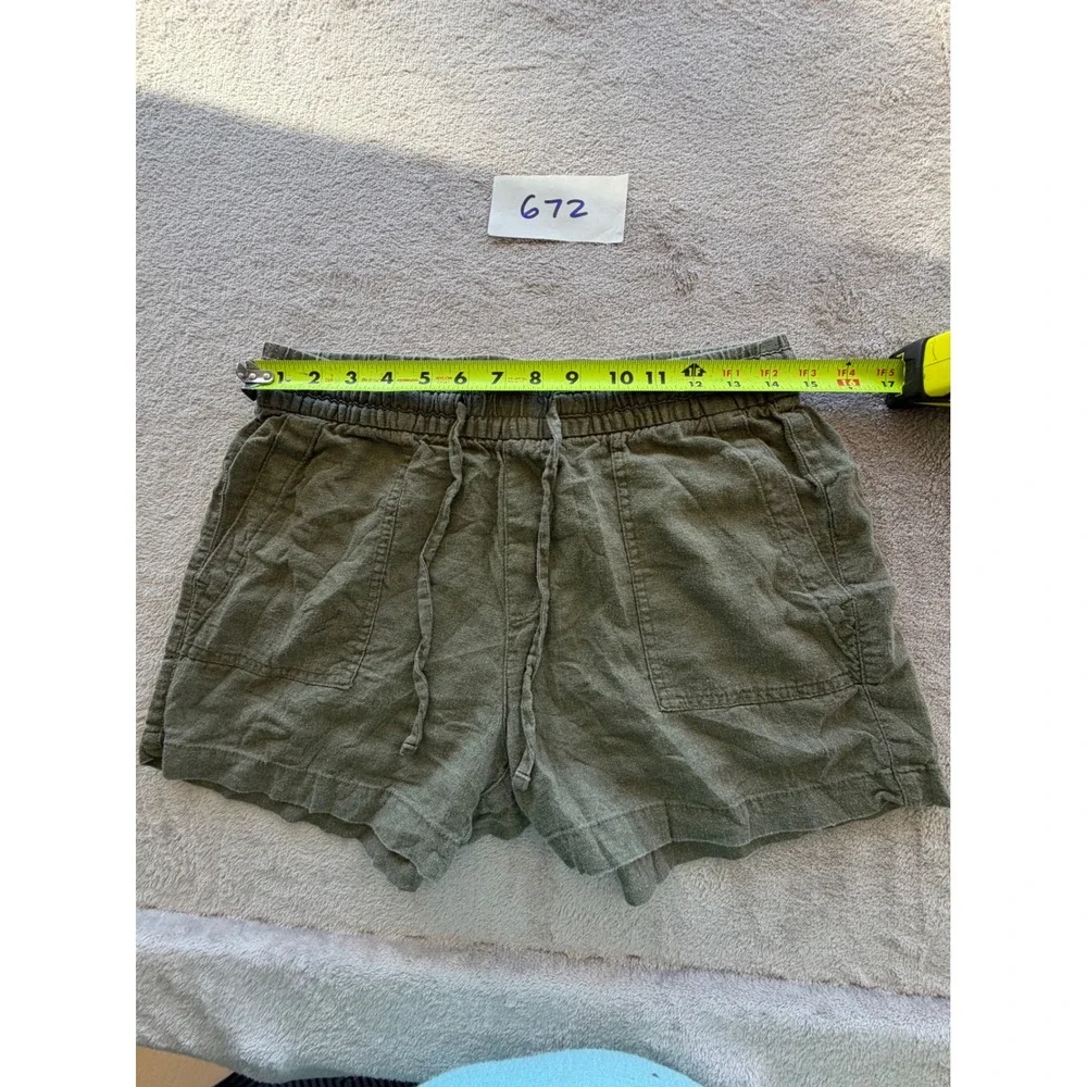 Old Navy Linen Blend Shorts Womens Small Green Drawstring Utility Pockets Z672